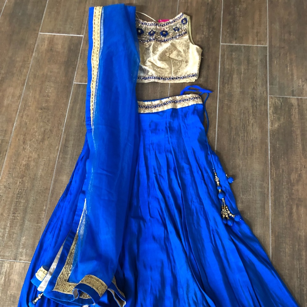 Royal Blue & Gold Indian Lehenga Set